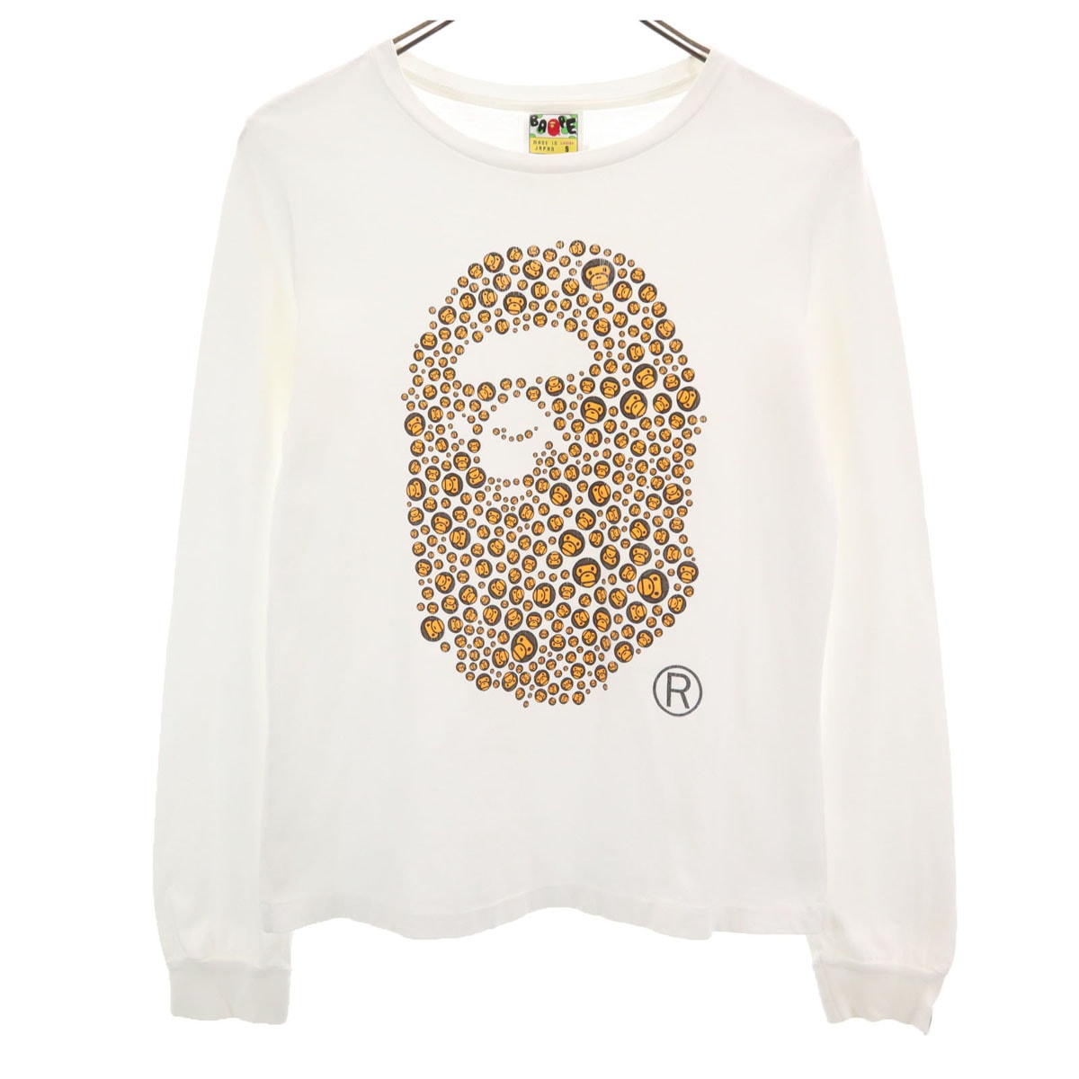 BAPE ベイプ 日本製 長袖 Tシャツ S ホワイト ロンT レディース 古着