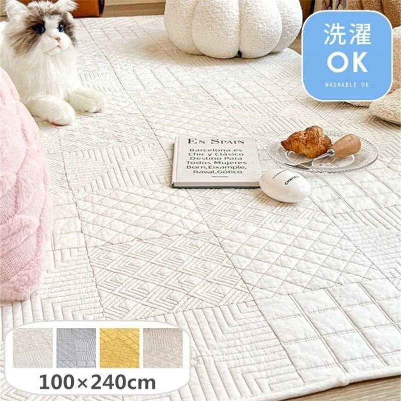 【激安開催！】カーペット 綿100％ ラグ 洗える ラグマット マット 110×240cm 長方形 フロアマット ソファーカバー マルチカバー 屋内マット ルームマット シンプル リビング 室内 屋内