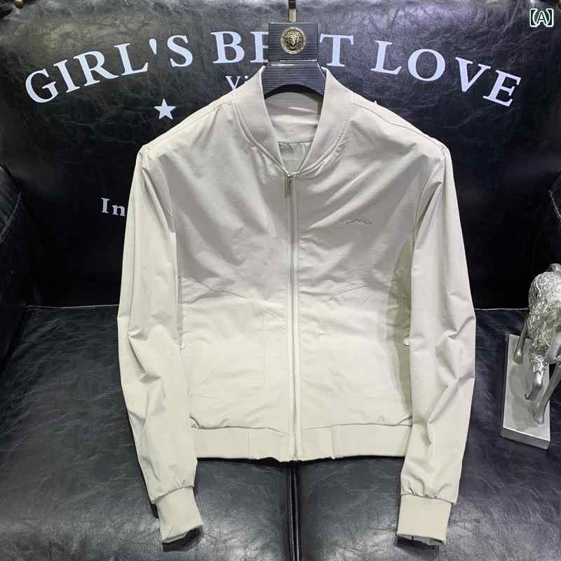 メンズ ファッション 刺繍 レター ジャケット 春 スリムフィット スタンドカラー カジュアル ベースボール ジャケット