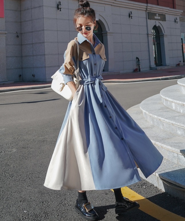 トレンチデザインシャツワンピース カジュアルワンピース エレガントカジュアルワンピース ウエストリボンワンピース スカート ワンピース シャツ ブラウス オールインワン ロングスカート フレアスカート