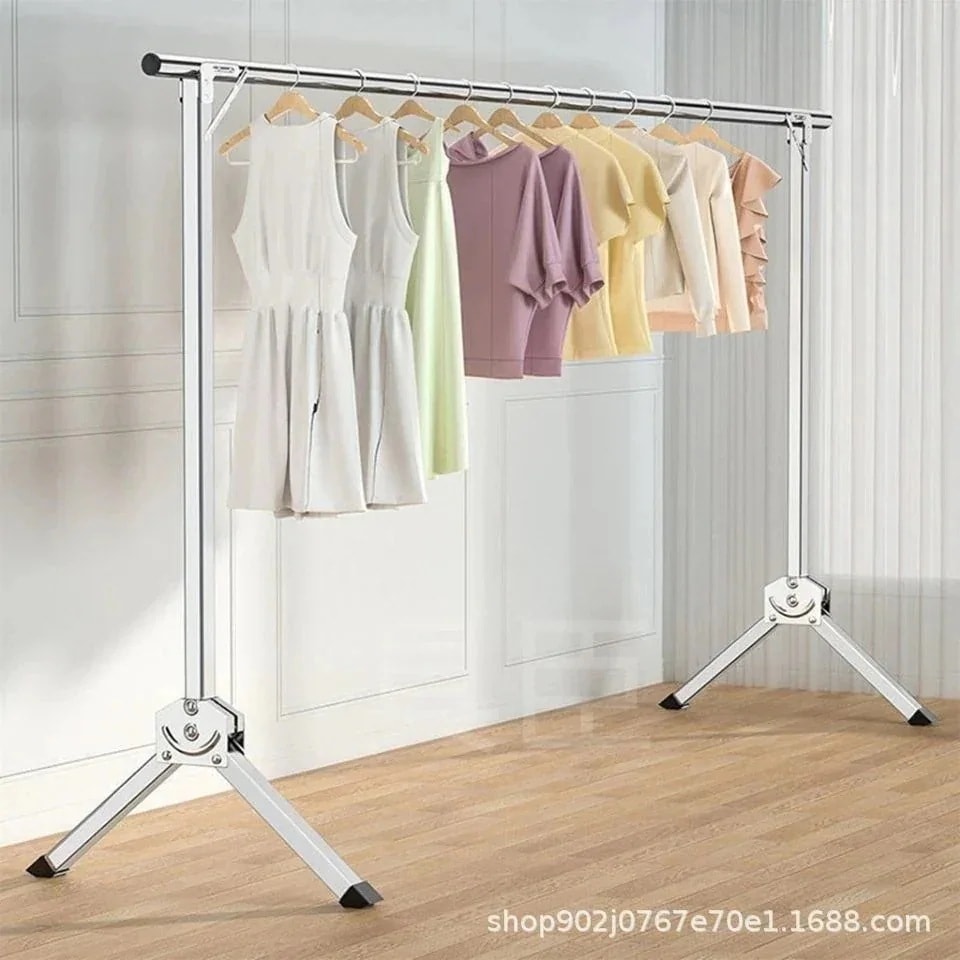 ステンレス折り畳み単棒物干しラック着地立式家庭用バルコニー伸縮物干しラック服干し布団干し神器 5,258円
