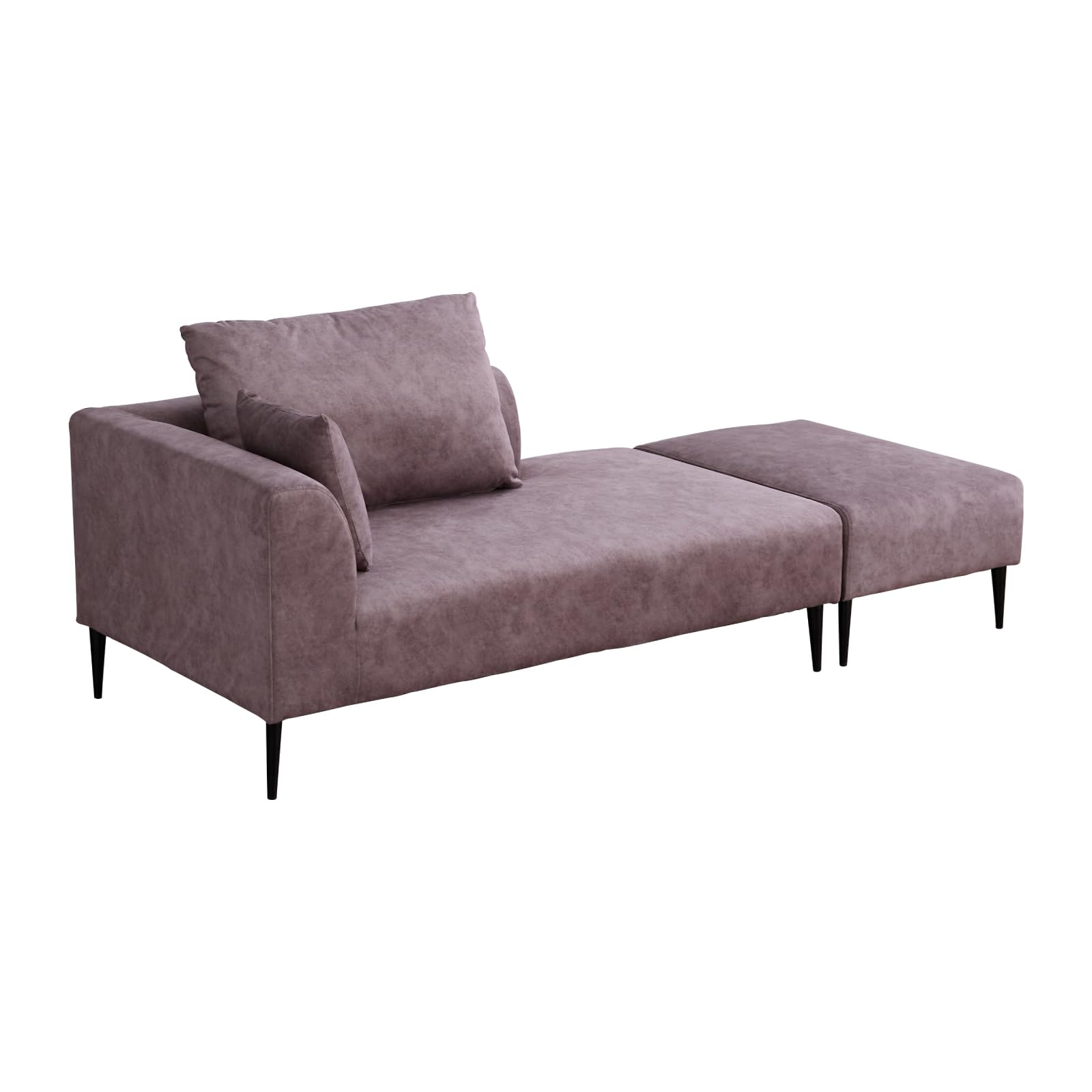 ソファ 2人掛け コンパクト スツール付き オットマン ファブリック素材 グレー ブラウン 北欧風 韓国風 おしゃれ 一人暮らし ワンルーム 省スペース スチール脚 ロー モダン ミニマル リビング