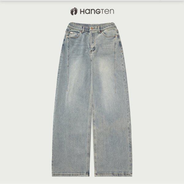 女性用ヒドゥンバンディングバックブラックスーパーワイドデニムパンツ 10540-155-807-10F-SH