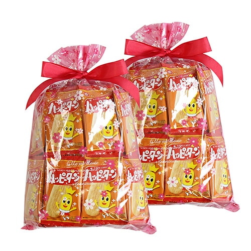 (地域限定送料無料) 2コセットみんな大好き！ハッピーターンミニ 1枚 55コ入り 花柄ラッピングセ