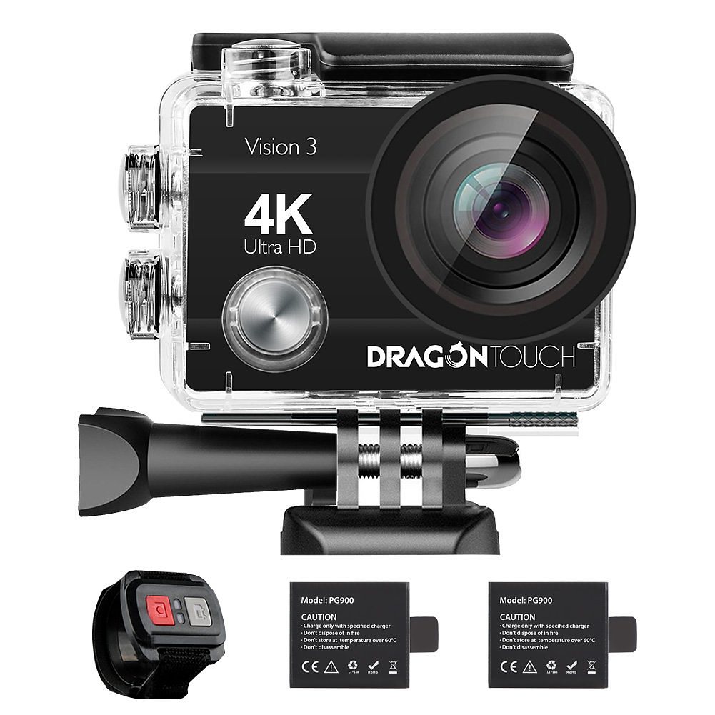 Dragon Touch 4K アクションカメラ 16MP Vision 3 水中防水カメラ 170