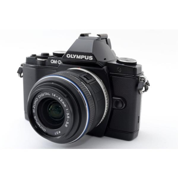 【中古】オリンパス OLYMPUS OM-D E-M5 レンズセット ブラック 美品 小型軽量ハイスピード堅牢 ストラップフラッシュ付き
