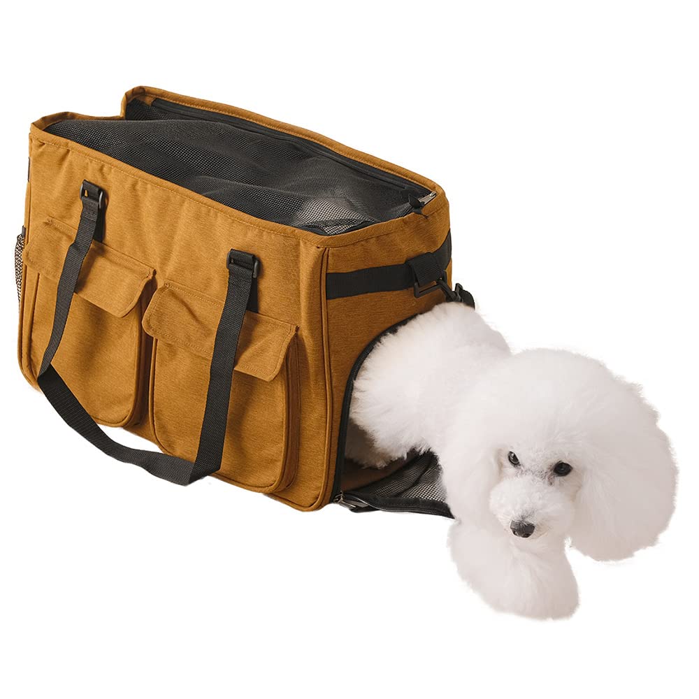 アイリスオーヤマ 犬 猫 キャリー 2WAY 安心リード 収納付 マスタード 猫小型犬用 Mサイズ 5,269円