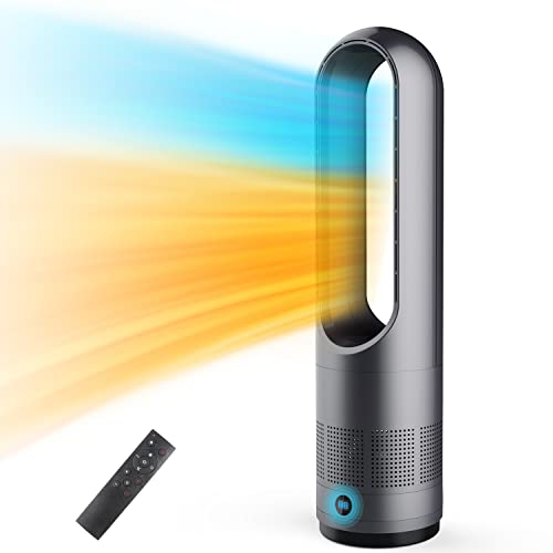 LRIO タワーファン 羽なし扇風機【冷暖房羽根なし型】スリム扇風機 リビング扇風機 DCモーター48w省エネ 節電 8段階冷風&3段階暖風 自動100首振り 9H切りタイマー 切り忘れ防止 強力