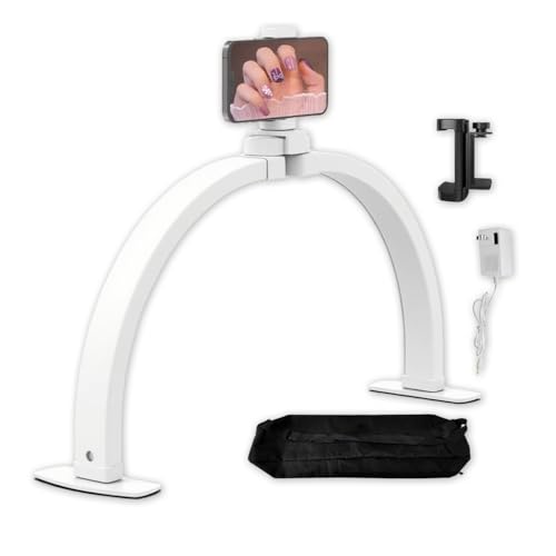 ハーフムーンライト 折りたたみ式ランプ デスクトップLEDランプ 10段の明るさ調整 LED調光 308個のチップ3000-6000k スマホホルダー付く ネイルアート/メイクアップ/読書/美容院用ラ 8,221円