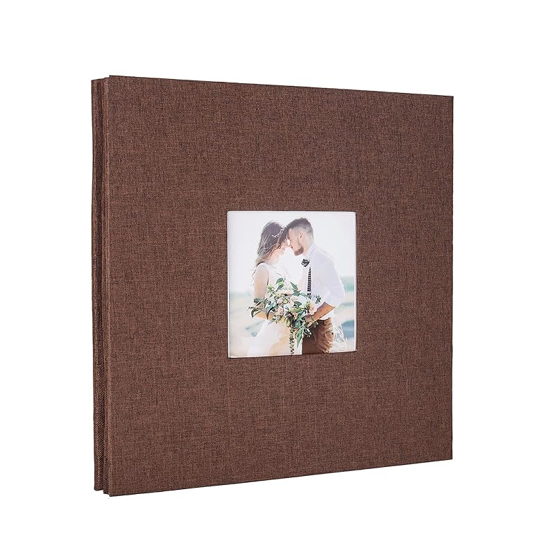 思い出帳 フォトアルバム 貼る式 写真 アルバム 大容量 ファイル DIY フリータイプ 記念日 Lサイズ結婚式 (ブラウン)