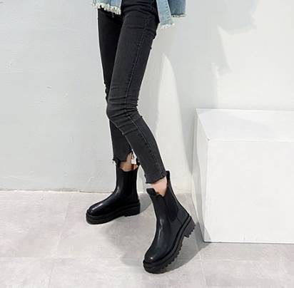 異国風 レディース ブーツ アンクルブーツ 太ヒール 厚底 4cm 滑り止め 防水 PU 大人可愛い