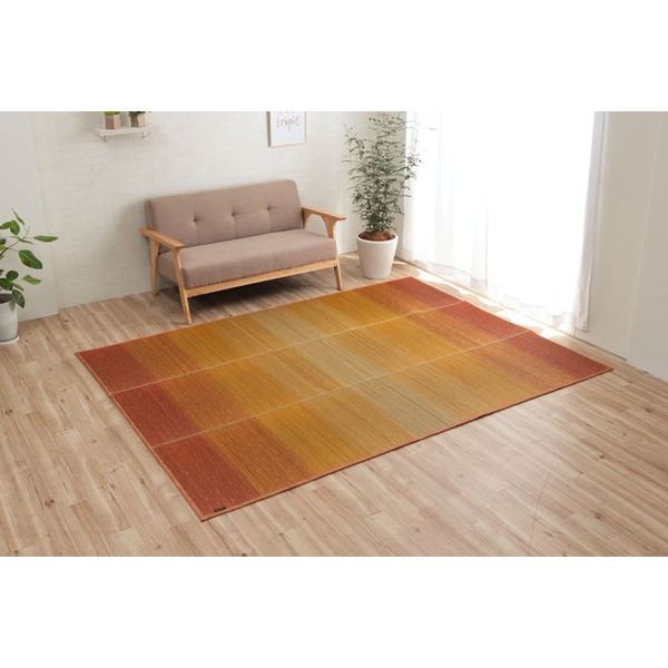 ラグ 小林製薬 持続性抗菌剤 KOBA-GUARD 制菌 抗菌防臭 滑り止め 不織布 夏 い草 グラデーション オレンジ 約126x190cm