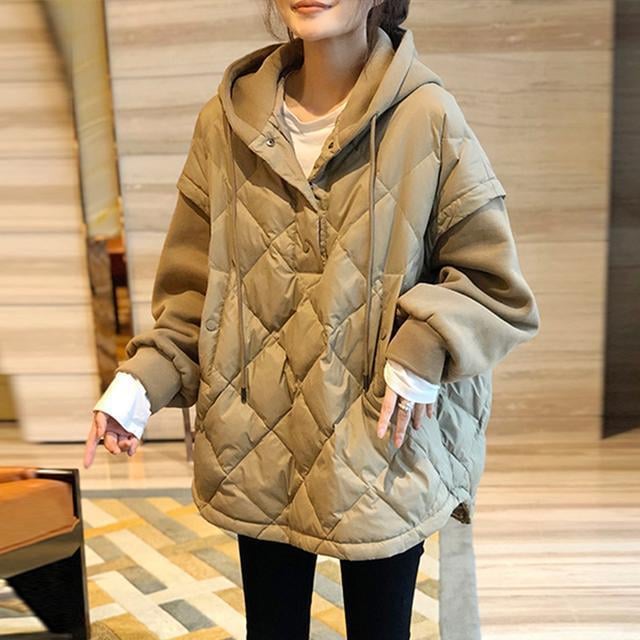 中綿コート レディース 冬服 中綿ジャケット キルティングコート 切り替え 軽量プルオーバーパーカー 綿入りコート 防寒アウター 暖かい オシャレオーバー