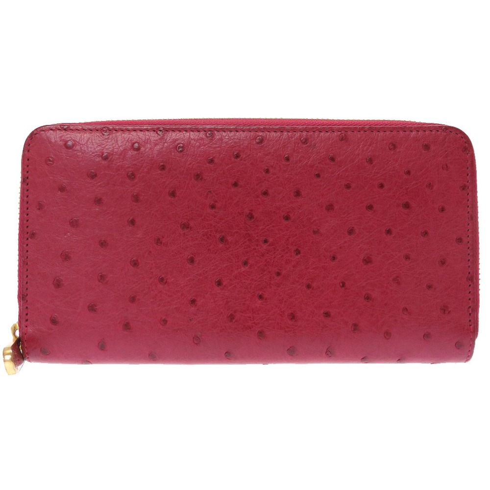 美品 ジッピーウォレット エキゾチック 長財布 オーストリッチ/オーストリッチ パープル LV 0022【中古】 レディース