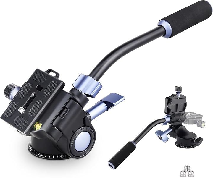 3Way ハンドル ビデオ雲台 アルミ合金 360度回転 パノラマ 三脚ベット DSLR/デジタル/一眼レフに適用 最大荷重6キロ