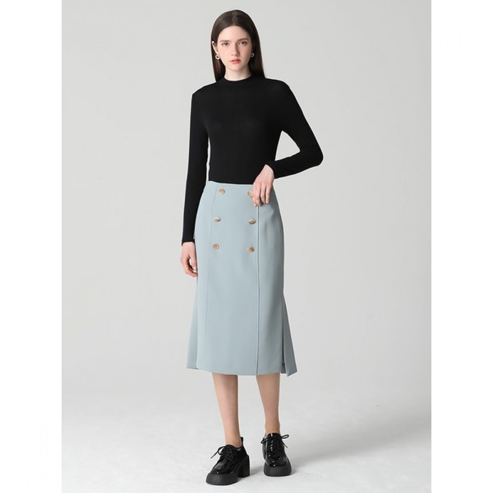 [She Miss] レディダブルボタンスリットスカート (価格:198,000ウォン)