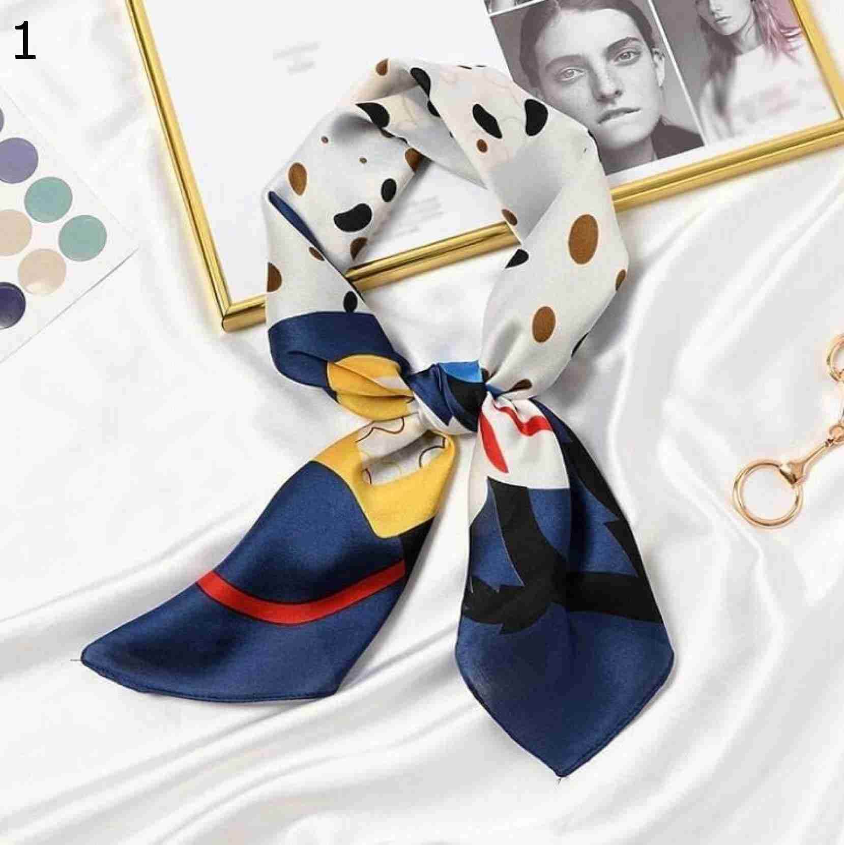 【20%OFFクーポン～】70x70cm レディース ショール サテン スモール スクエア ラップ スカーフ かわいいウサギ プリント 多機能 ポリエステル スカーフ スカーフ : : Blue 5,401円