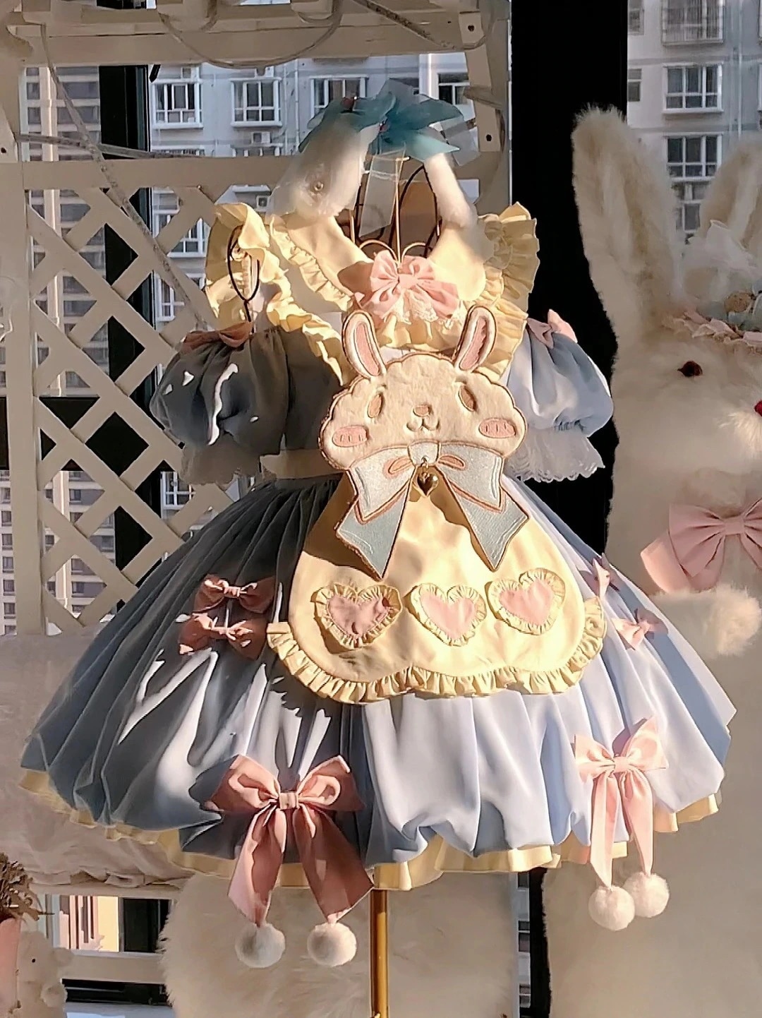 ブルーキュートバニーロリータドレスopドレスロリータキュートソフトガールプリンセスドレスロールプレイング