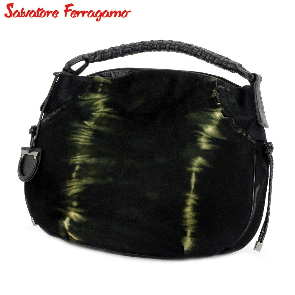 ハンドバッグ バッグ ガンチーニ ブラック ベージュ 中古