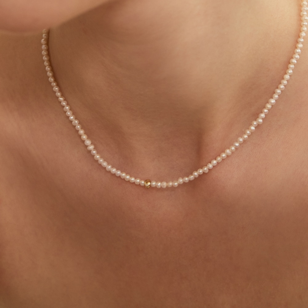 LUNNE 14k ダイヤモンドゴールデンペブル淡水パールネックレス K14ゴールド #LCN15