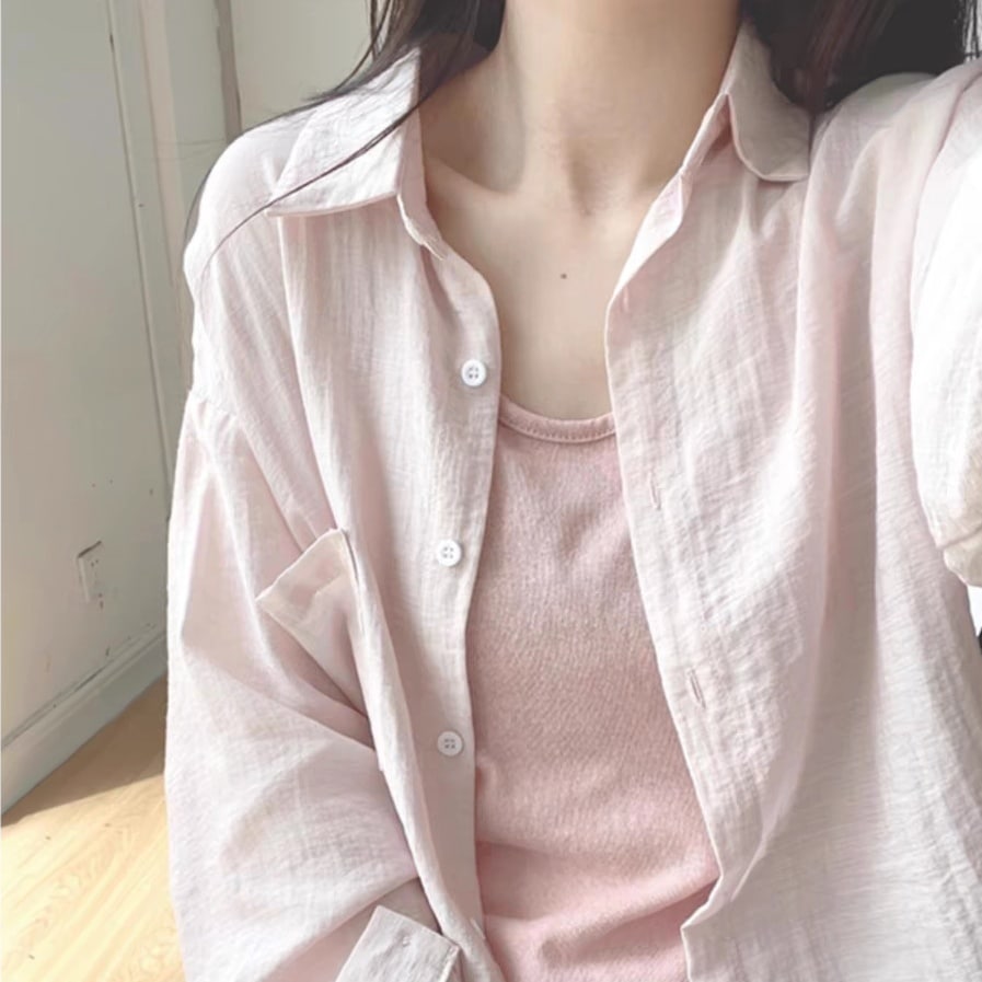 レディース トップス シャツ 羽織 前開き Yシャツ 普通丈 長袖 袖あり ポロカラー ワイド フェミニン ボタン 薄手 かわいい 大人可愛い きれいめ シンプル カジュアル 上品 おしゃれ こなれ感