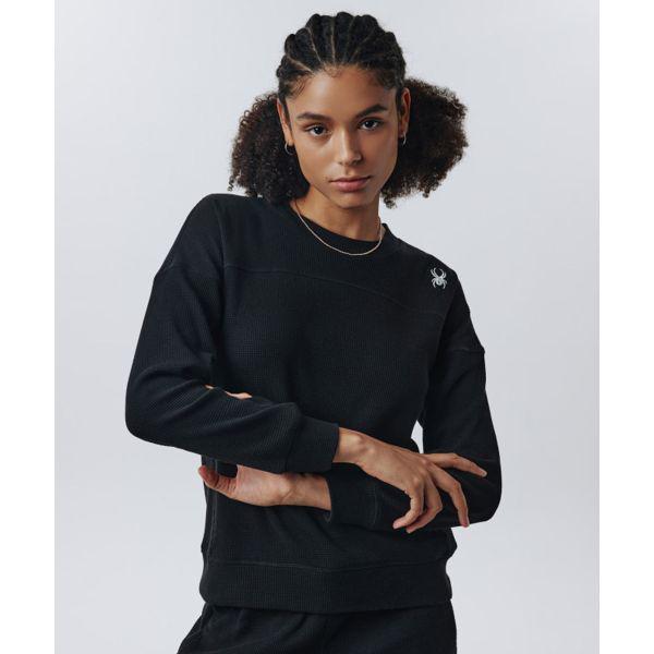 ウーマンズ ワッフル ドロップショルダー スウェットシャツ SPIFCNRL252WBLK 659674