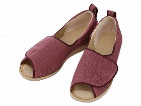 徳武産業 あゆみシューズ 介護靴 施設用 オープン和（なごみ） あずき 両足Sサイズ 1026
