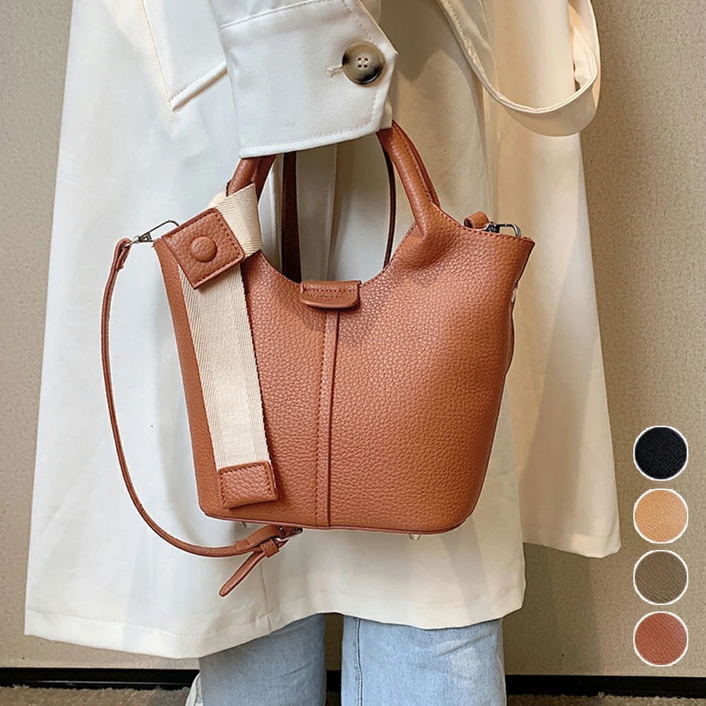 PUレザー バケツ型ショルダーバッグ韓国(T)