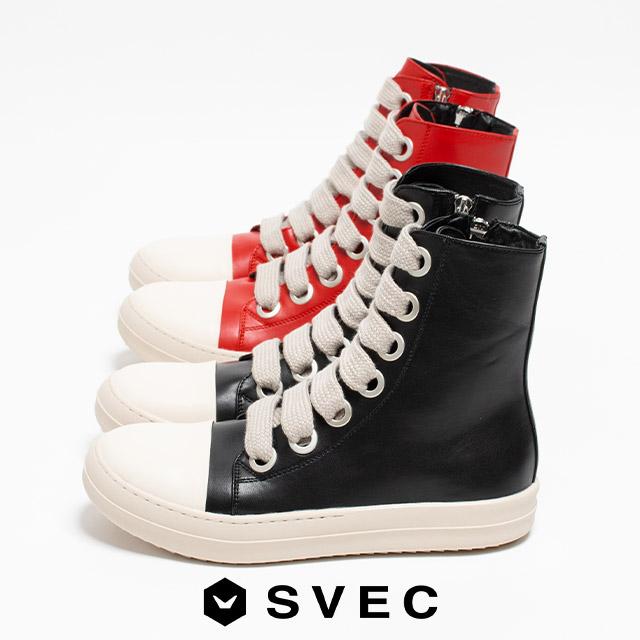 スニーカー レディース メンズ ハイカット 厚底 レースアップ 履きやすい 歩きやすい シンプル スニーカーブーツ ブーツ サイドジップ 厚底スニーカー 韓国 靴 くつ 黒 ブラック 赤 レッド