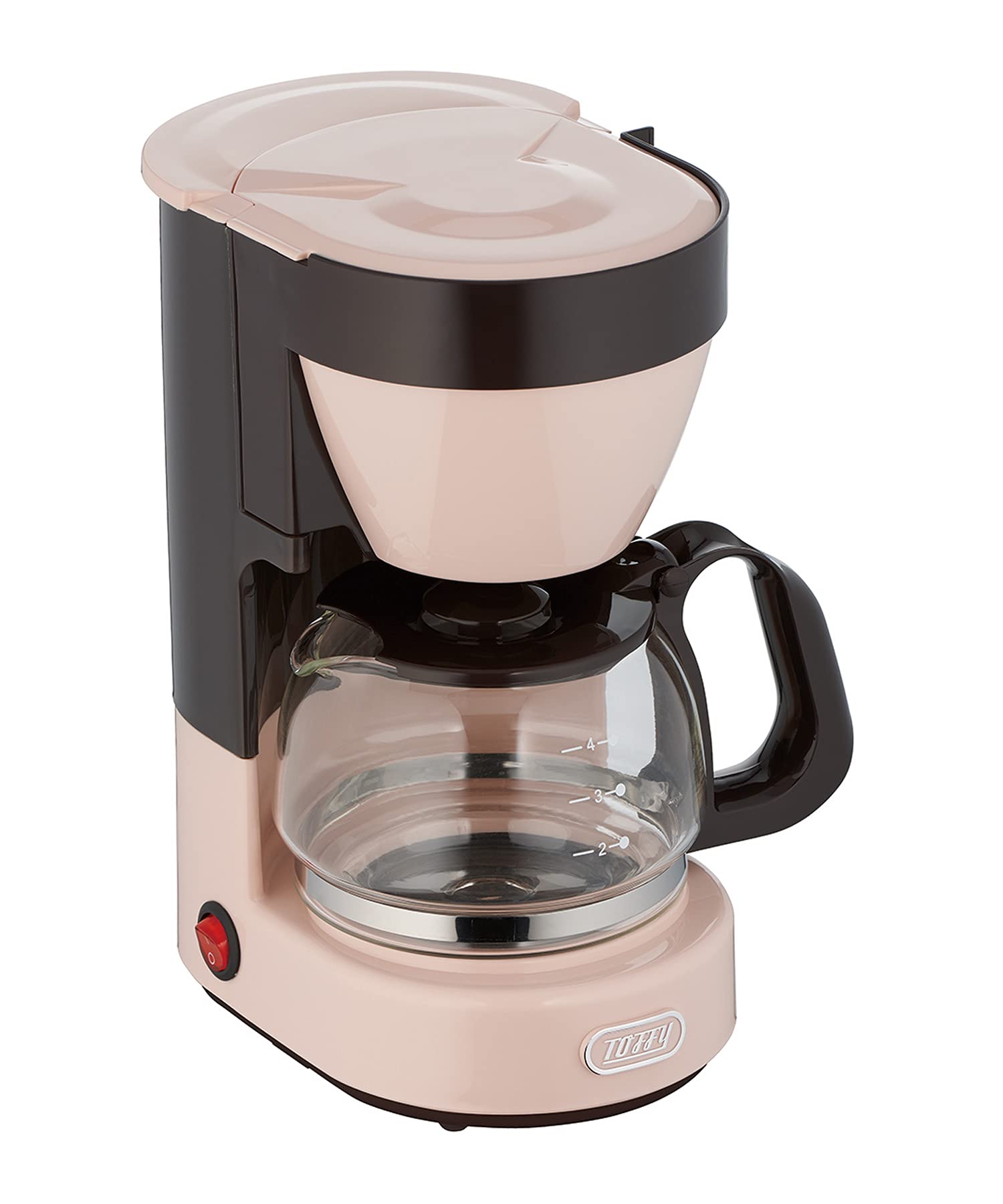 Toffy 4カップコーヒーメーカー K-CM1 (シェルピンク) ドリップ式 自動保温機能 ガラスポット メッシュフィルター付き K-CM1-SP