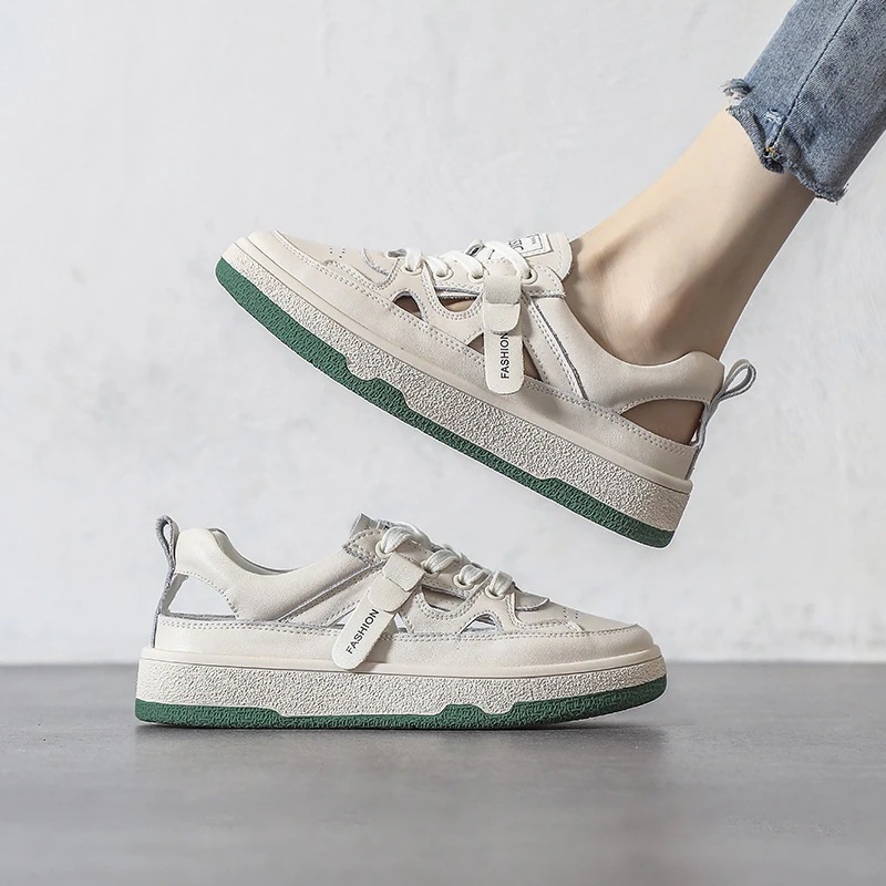 モカシン 今年の流行 2025春夏新作厚底スニーカーレディースサンダル滑り止め通気性フラットシューズ韓国ファッションローファー