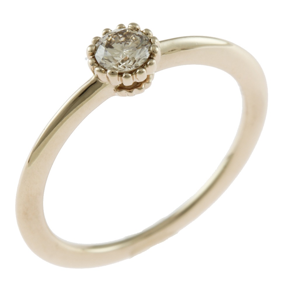 カシケイ ミルダイヤモンド リング 指輪 10号 18金 K18ピンクゴールド ブラウンダイヤモンド KASHIKEY 中古 美品