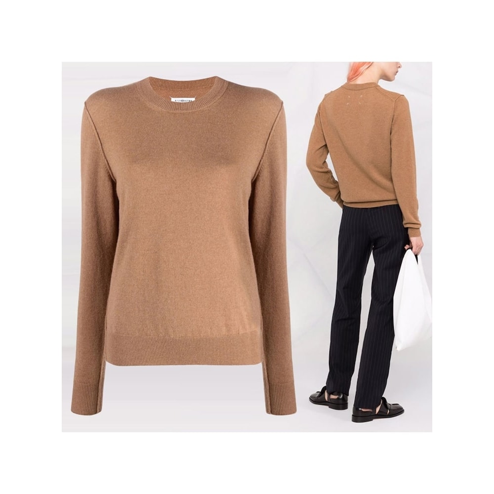 メゾンマルジェラ 21FW ステッチロゴニットキャメル S51HA1144 S17809 131 PCL5007854496