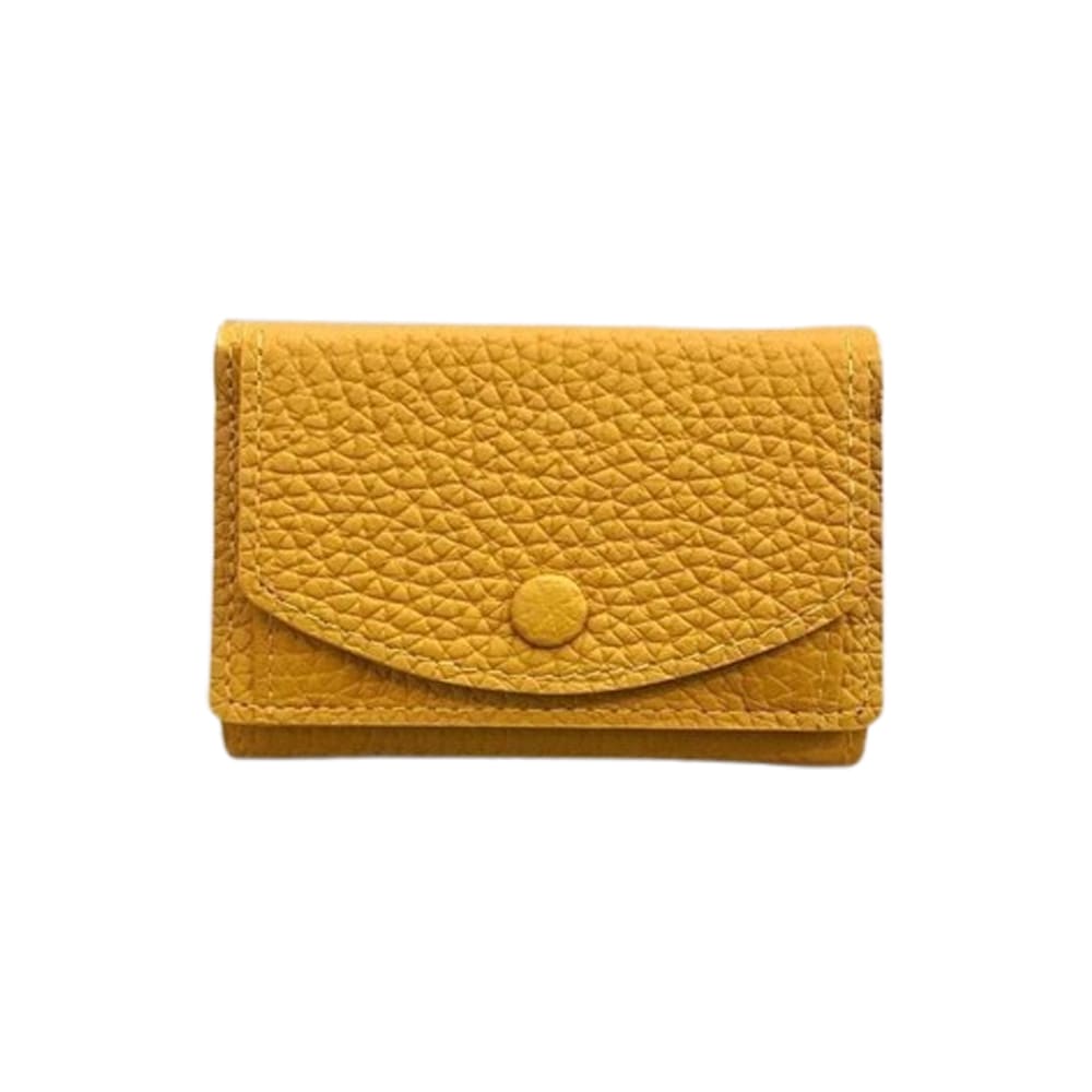 本革 三つ折り 財布 ミニウォレット 黄色の財布