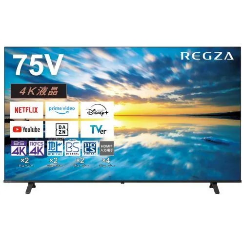 REGZA 75E350M 75V型 4K液晶テレビ BS・CS 4Kチューナー内蔵 Bluetooth・YouTube対応