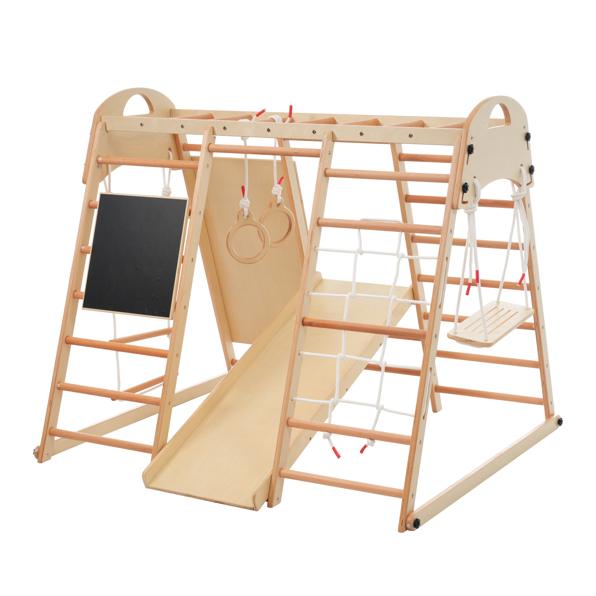 【元SKU：N508P167753】大型遊具 ジャングルジム 折り畳み収納 黒板付き 滑り台 室内 木製 天然木 耐荷重60kg 室内ジム 遊具 室内遊具 すべり台 屋内 家庭用 子供 キッズ男の子G 29,336円
