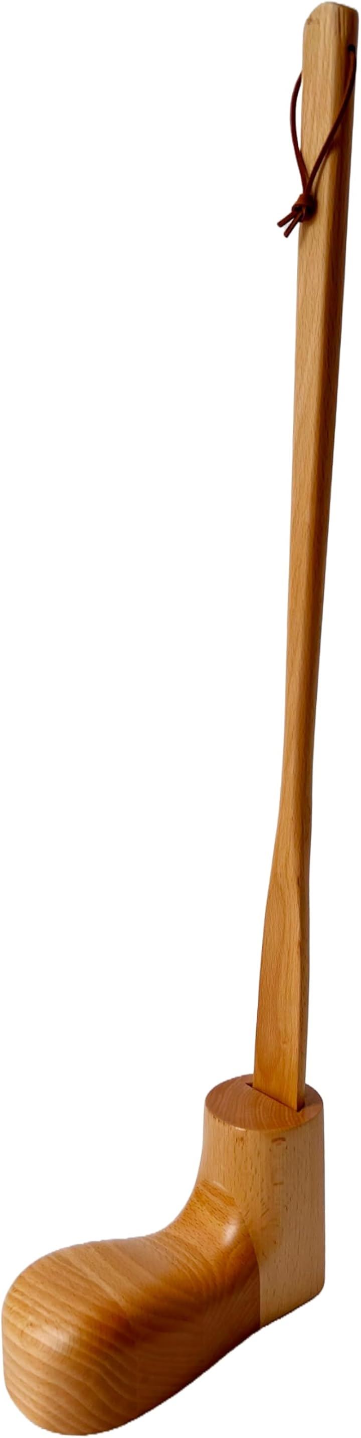ノア 靴べら ロング ブーツ型スタンド おしゃれ 木製 60cm(ベージュ)