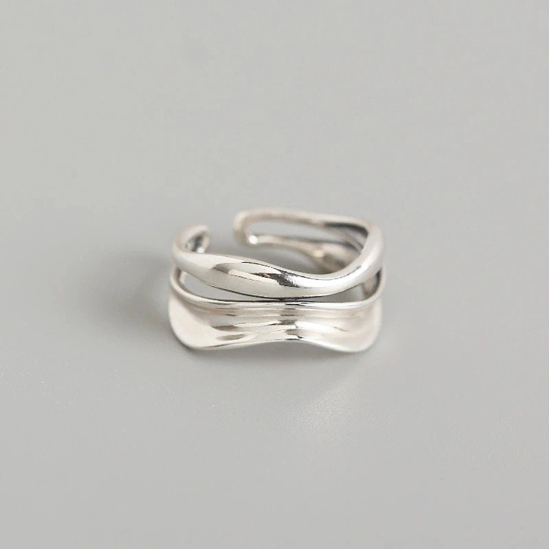 【メガ割 】TYJ 0310日韓国版S 純銀個性簡凹凸面二重仕立て旧開口銀指輪指輪指輪指輪女