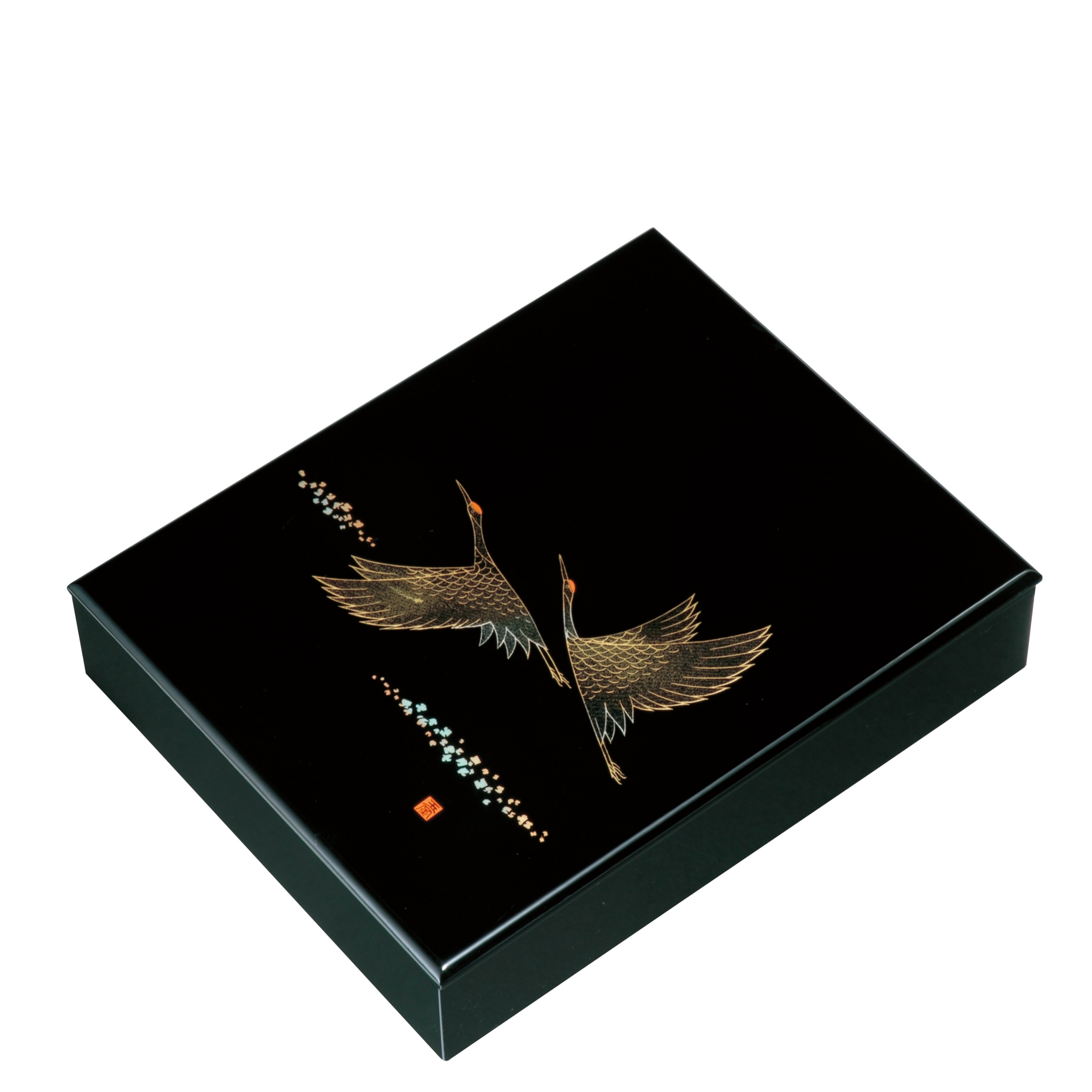 文庫 文箱 黒 ツルの舞 鶴 和風 文房具 オフィス家具 和柄 おしゃれ 鳥