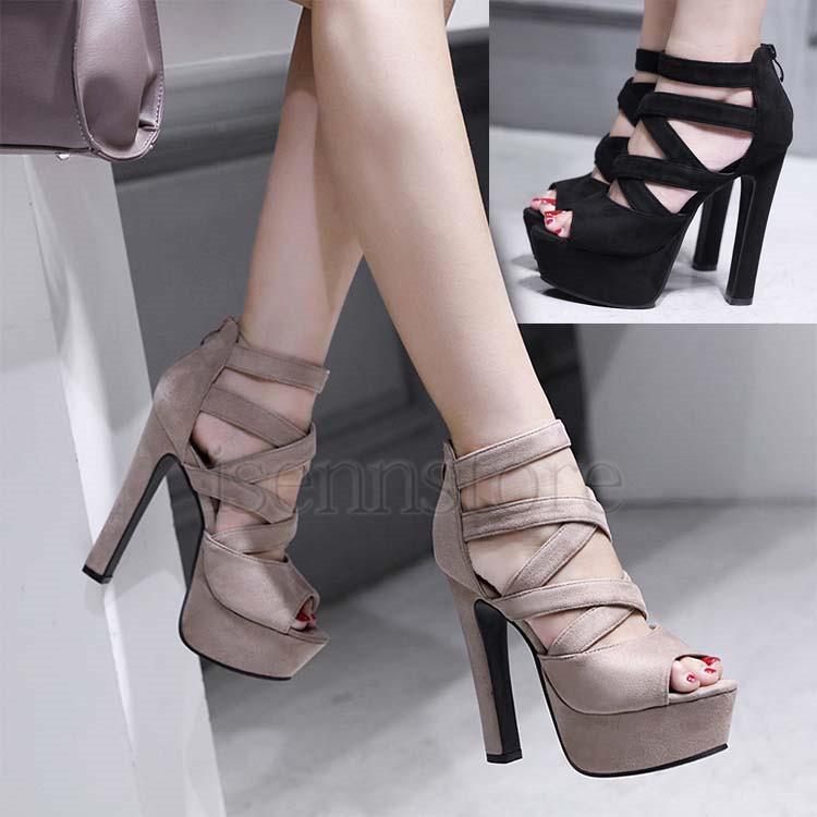 チャンキーヒール フォーマル 太ヒール 厚底 レディース キャバ パーディ クロスベルト 13.5cmヒール 結婚式 美脚 [本日のセール]サンダル ストーム オープントゥサンダル