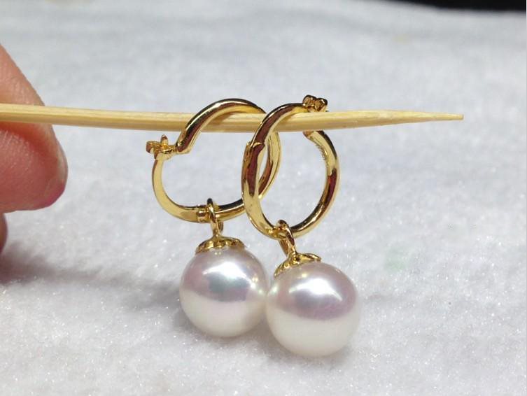 アコヤ真珠ピアス 5.5mm-10mm K18 YG イエローゴールド フープタイプ パールピアス 18金 レディース ギフト プレゼント