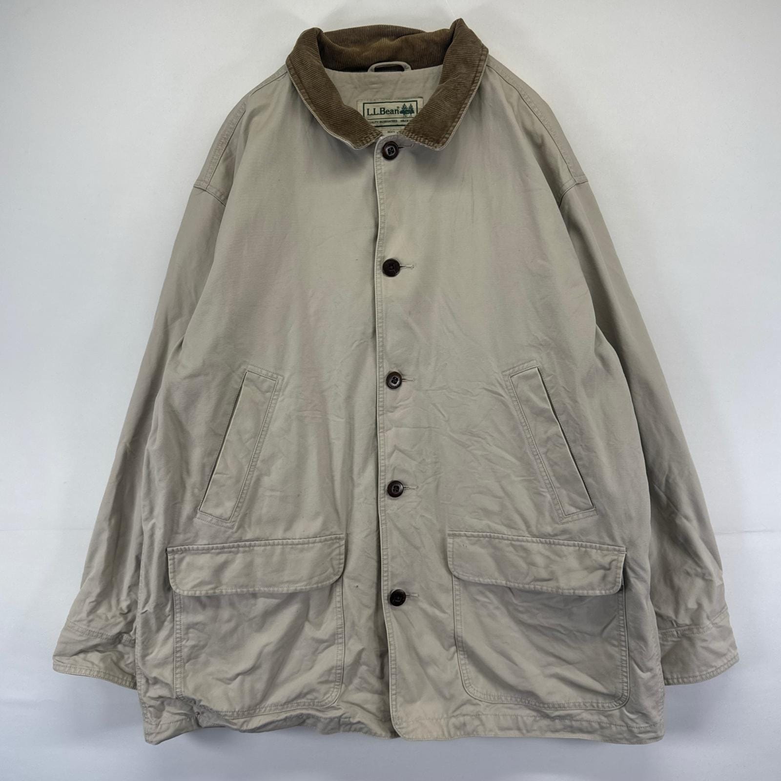 古着 コーデュロイ ジャケット ハンティングJKT カバーオール 襟コーデュロイ 2XL ベージュ系 メンズ