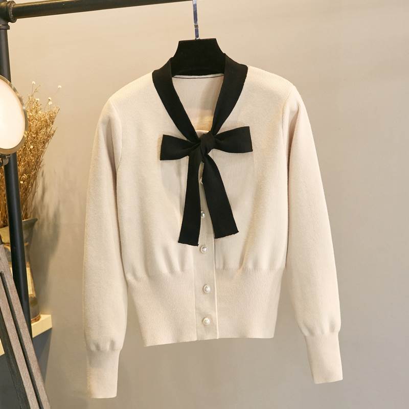 トップス カーディガン 袖あり 長袖 Vネック 細身 ストレート スマート リボン 前開き ニット かわいい 大人可愛い きれいめ シンプル 大人 上品 おしゃれ お洒落 大人女子 こなれ感 ラブリー