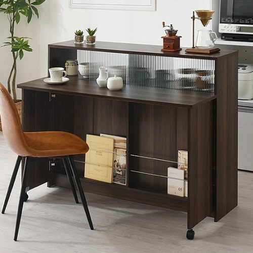 【即日発送】 間仕切り 対面 キッチンカウンター キッチンテーブル カウンター テーブル キッチン収納 食器棚 カップボード 木目