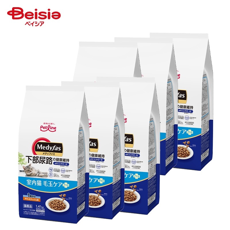 キャットフード ペットライン メディファス室内毛玉ケア 1歳 1.41kg ×6個