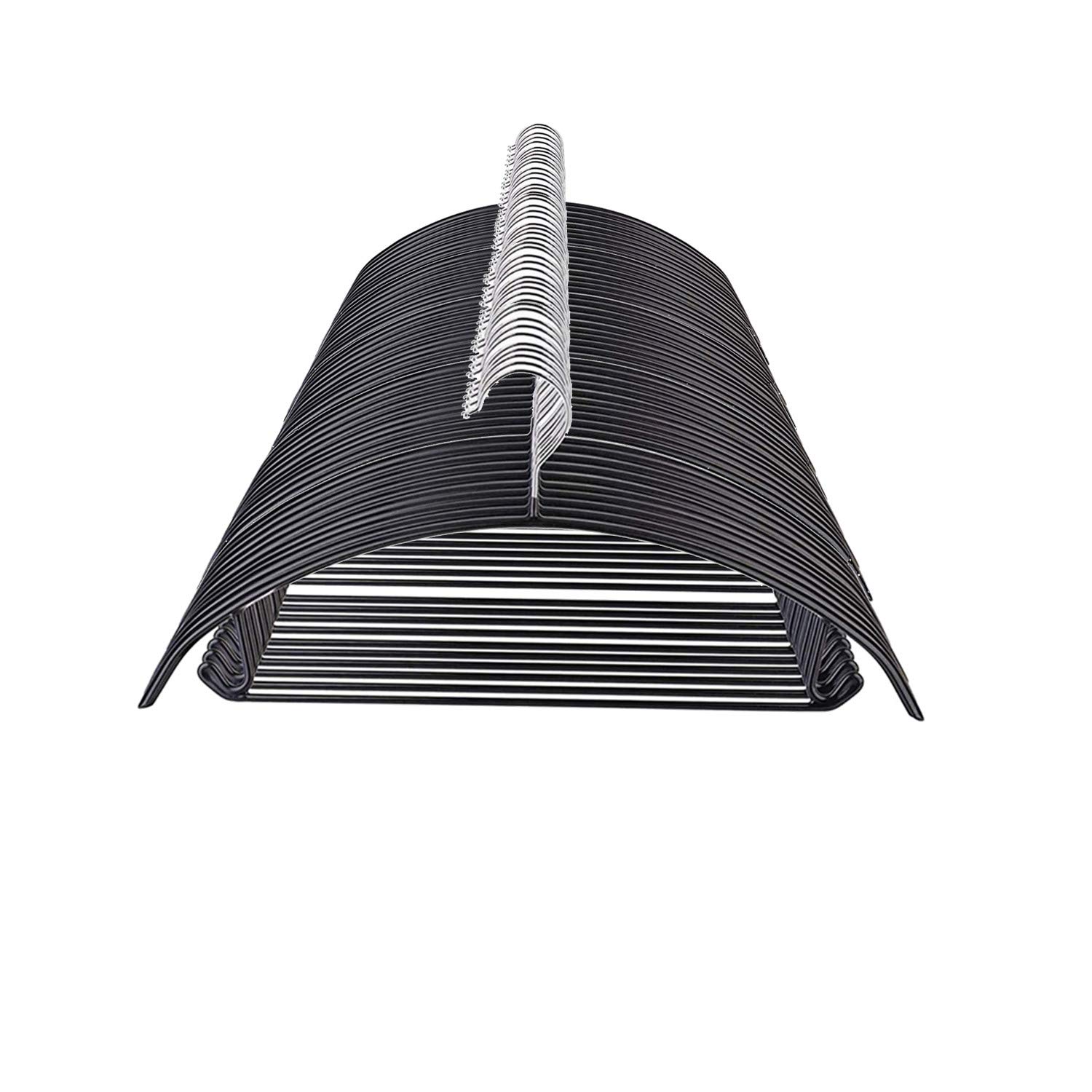 ハンガー すべらない かたくずれ防止 50本組 洗濯物干し スリム ジャケット 収納 頑丈 衣類が滑り落ちない 型崩れ防止 乾湿両用（ブラック 50本組）