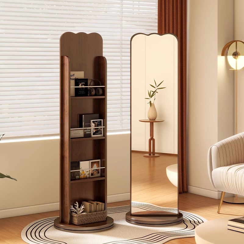ホームベッドルーム波状の可動式フルレングスミラー雑誌本棚統合統合ドレッシングミラー床から天井までのミラー 2222222