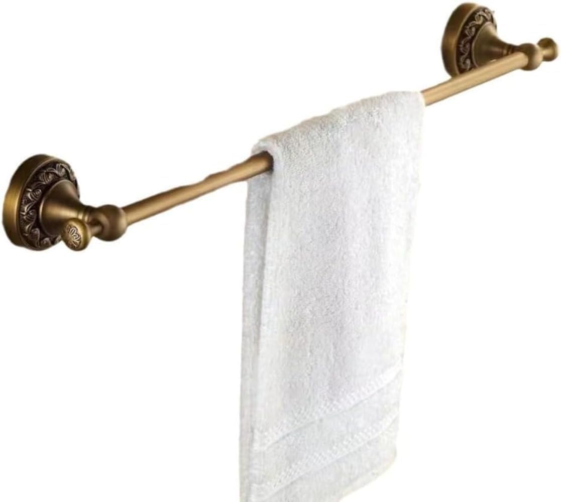 AZIEBAYタオルバーシングルロッド延長真鍮ハードウェアペンダントアンティークバスルームタオルラックパンチフリーヨーロピアンスタイルバスタオルラック (单杠 80cm)