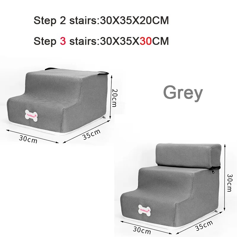 犬と猫のための滑り止めのはしご 3つのレベル 取り外し可能なベッド ペット用品 Grey 2 step(30X35X20CM)