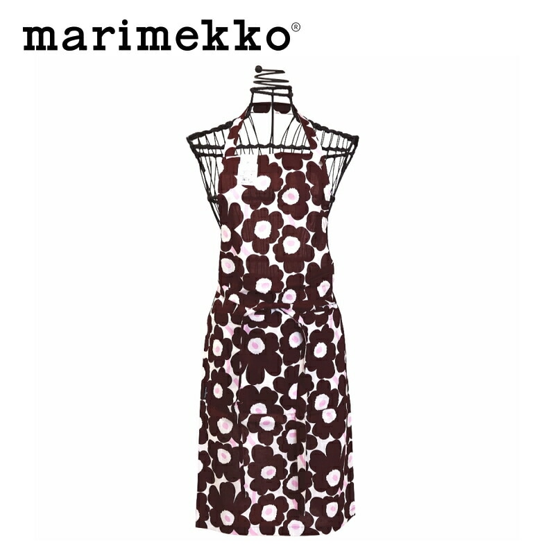 マリメッコ エプロン ミニウニッコ ブラウン × ピンク marimekko MINI UNIKKO No.148（78） 北欧 おしゃれ かわいい 花柄